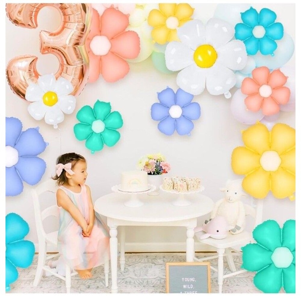 Multicolor Flower Medium Daisy Foil Balloons Decorative Party Set 20 Pack 24x28